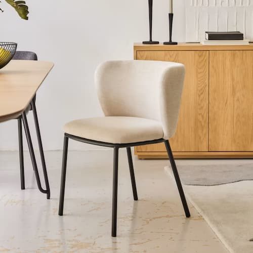Silla de Comedor de Kave Home Ciselia de chenilla beige